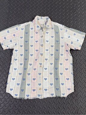 krazy kat Pastel Blue & Pink Heart Stripe Button-Down Shirt